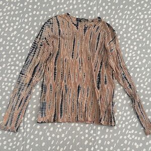 Proenza Schouler Brown and Black Patterned Long Sleeve Top